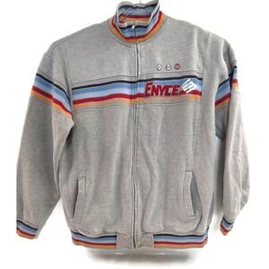 Enyce Jacket Mens Large Gray‎ Full Zip Track Striped Logo Streetwear Sweatshirt